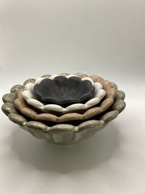 SO CUTE! Creative Co-Op stoneware set/4 flower nesting bowls